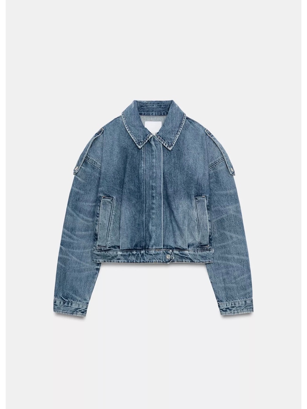 Zara Cropped Blue Denim Jacket